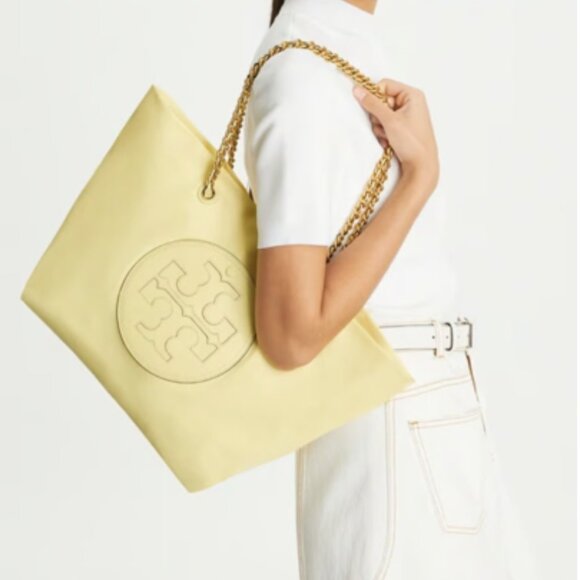 ✨Tory Burch Ella Chain Tote in Lemon Sugar + Gift Bag ✨ - Picture 2 of 5
